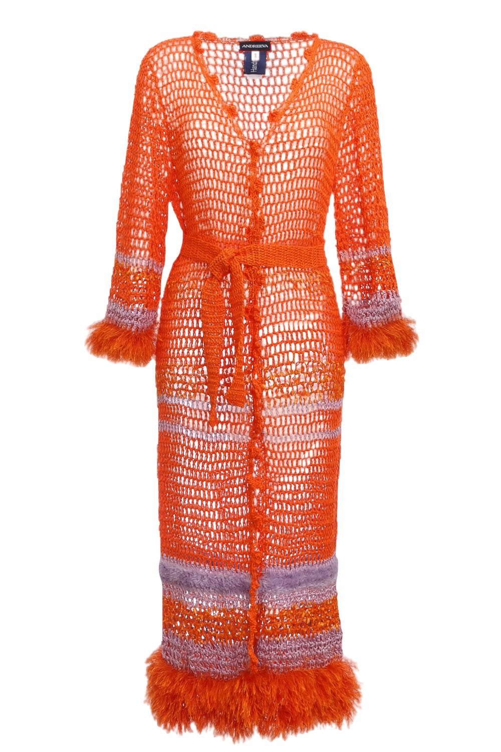 Orange Handmade Crochet Cardigan-Dress von ANDREEVA