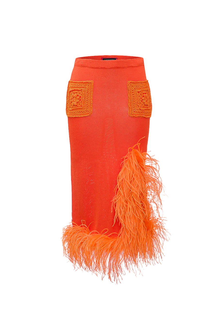 Orange Knit Skirt-Dress With Feather Details von ANDREEVA