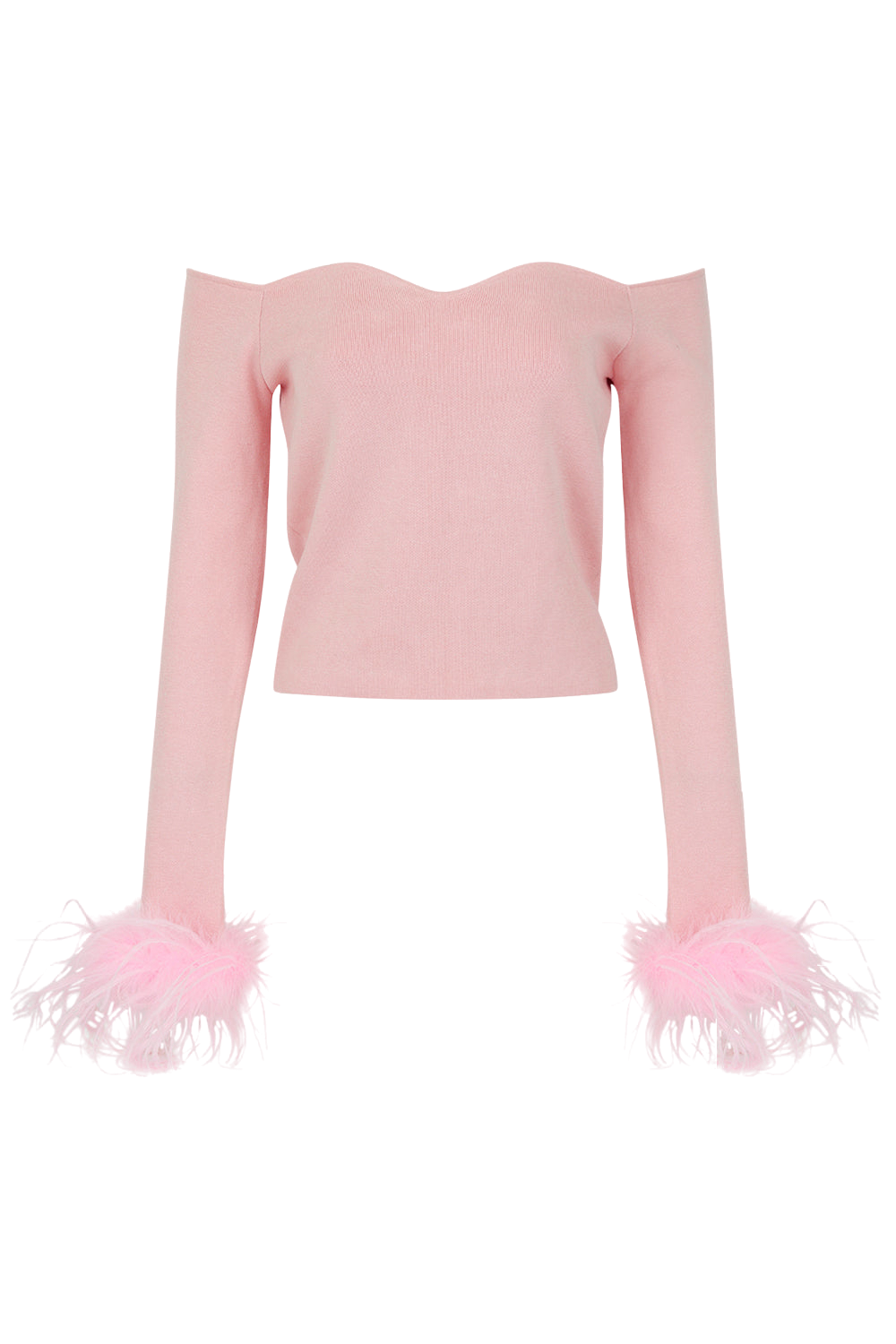 ANDREEVA | Pink Vanilla Knit Top With Detachable Feather Cuffs | Women's Pink Long sleeve tops ANDREEVA | Pink Vanilla Knit Top With Detachable Feather Cuffs | Women's Pink Long sleeve tops von ANDREEVA