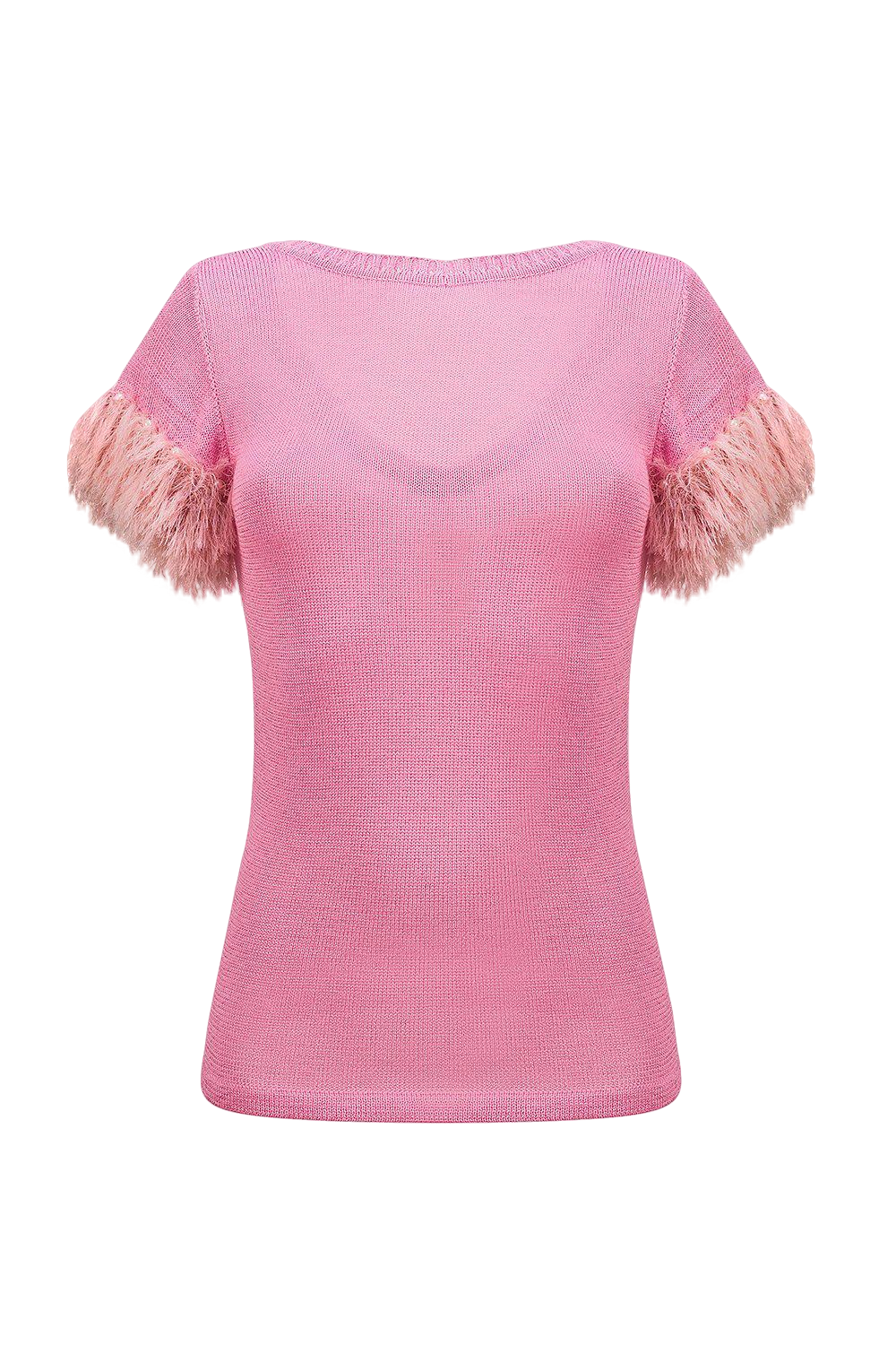 Pink knit top with handmade knit details von ANDREEVA
