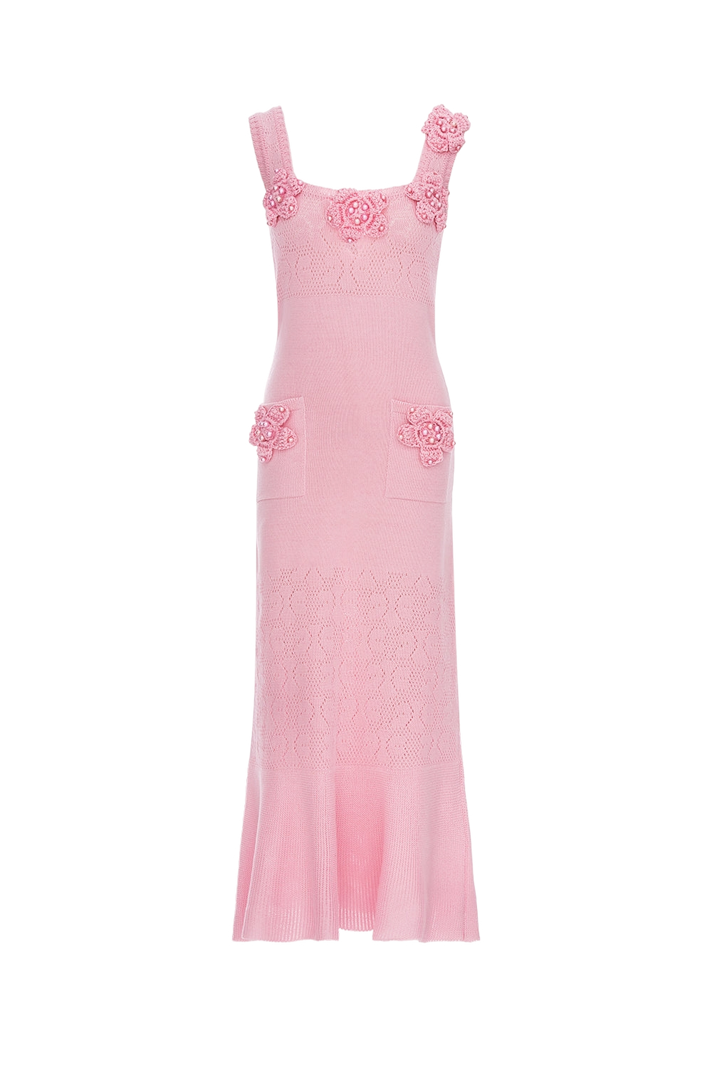 Rose Vanilla Knit Dress With Handmade Knit Details - Pink - M - ANDREEVA - Maxi dresses Rose Vanilla Knit Dress With Handmade Knit Details - Pink - M - ANDREEVA - Maxi dresses von ANDREEVA