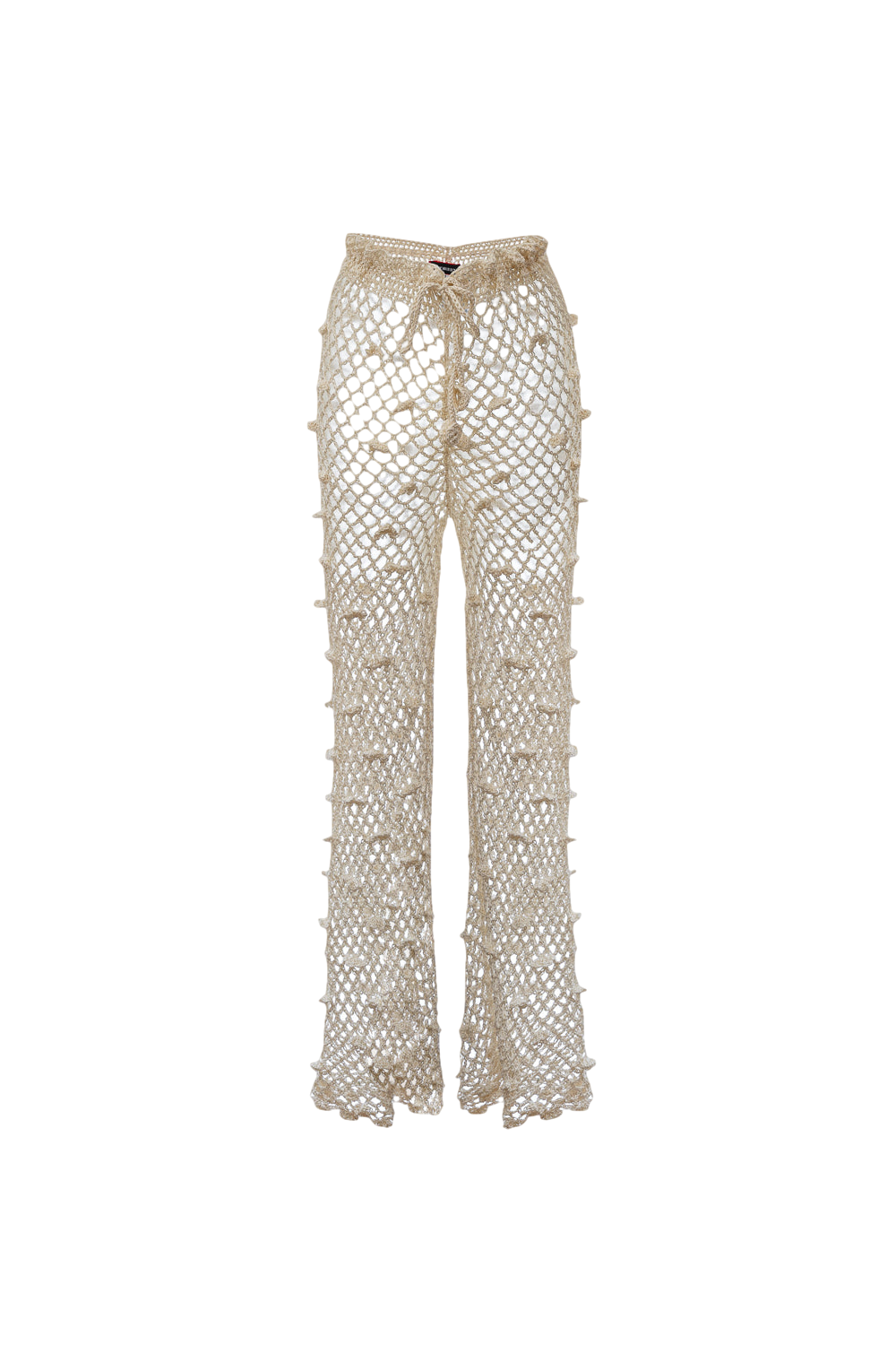 White Handmade Crochet Pants - Beige - M - ANDREEVA - Flared pants White Handmade Crochet Pants - Beige - M - ANDREEVA - Flared pants von ANDREEVA