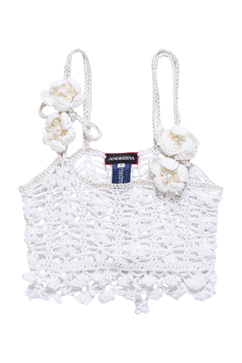 White Vanilla Handmade Crochet Top - White - M - ANDREEVA - Crop tops von ANDREEVA