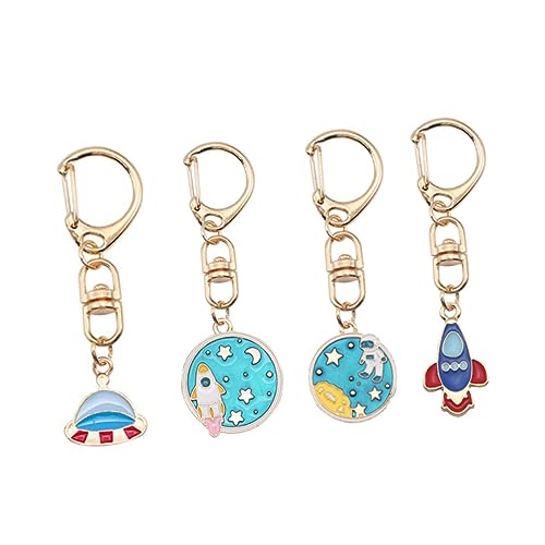 ANDRESLAD 4stücke Astronauten Planet Schlüsselanhänger Leichte Und Robuste Legierung Schlüsselbund Dekoration Für Partys Und Wohnaccessoires von ANDRESLAD