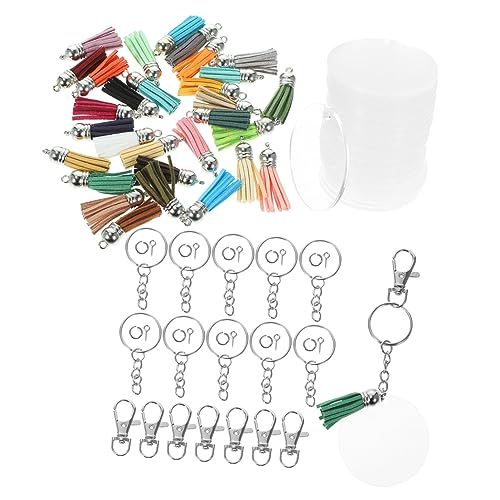 ANDRESLAD 1satz Acryl Schlüsselanhänger Blanko Discs Mit Kette Und Quaste Bastelset Für Personalisierte Schlüsselanhänger Verschiedenen Designs von ANDRESLAD