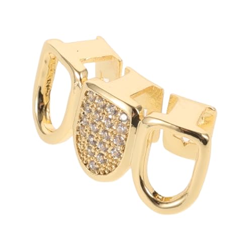 ANDRESLAD Goldene Zähne Grill Zahnschmuck Einzigartig Hip Hop Stil Für Männer Frauen Mit Steinen Hohlraum Kupfer Tragekomfort Abnehmbar von ANDRESLAD