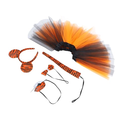 ANDRESLAD 1satz Tiger Cosplay Mit Ohr-haarband Fliege Und Rock Für Halloween Und Kostümpartys Flauschige Tiger-zubehörteile Für Erwachsene von ANDRESLAD