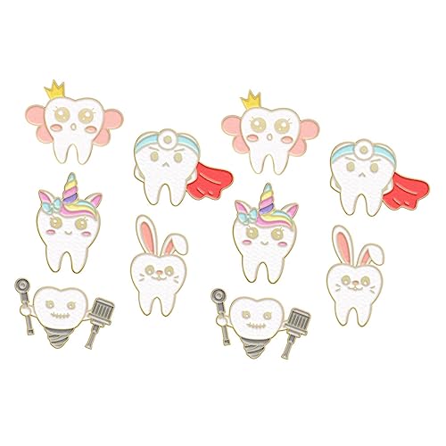 ANDRESLAD 10 Stück Teiliges Cartoon Zahn Broschen aus Langlebiger Niedliche Zahn Anstecknadeln für Kleidung Kompakt und Tragbar Vielseitig für Verschiedene Anlässe Geeignet von ANDRESLAD
