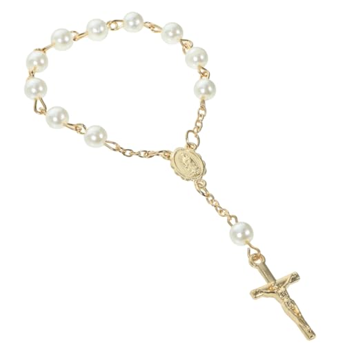 ANDRESLAD 10 Stück Teiliges Damen Armband mit Vergoldetem Kreuz und Acrylperlen Modisches Zartes Schmuckstück für Frauen Geeignet als zu Muttertag Geburtstag Weihnachten von ANDRESLAD