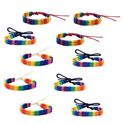 ANDRESLAD 10 Stück Teiliges Handgefertigte Strickarmbänder Bunte Regenbogenfarbverläufe Kreatives Armband Unisex Schmuck für Damen Herren Alltag Party Reise von ANDRESLAD