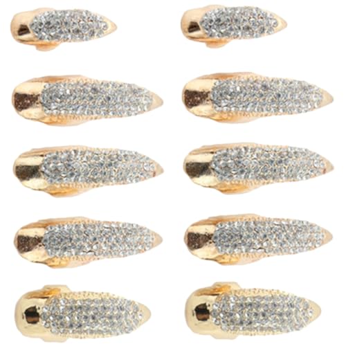 ANDRESLAD 10 Stück Teiliges Vintage Fingerringe mit Strasssteinen Goldfarbene Krallenringe für Damen und Herren Robuste Legierung für Halloween Cosplay Party und Bühnenauftritte von ANDRESLAD