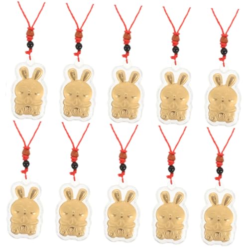 ANDRESLAD 10st Anhänger Schlüsselanhänger Chinesisches Neujahrsgeschenk Osterhasen-anhänger Chinesischer Häschen-Charme Glückshasen-schlüsselanhänger Kaninchen Charme Golden Aluminiumfolie von ANDRESLAD