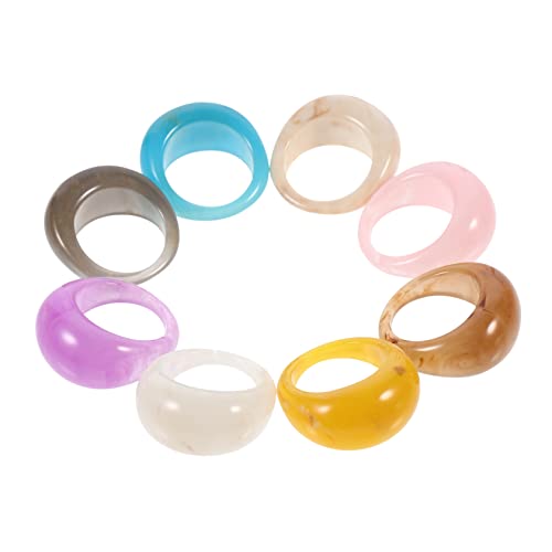 ANDRESLAD 12Stücke Harz Ringe für Frauen Retro Chunky Acrylringe mit Strasssteinen Exquisites Design Partys Anlässe Leicht Langlebig Modisches Finger Ring von ANDRESLAD