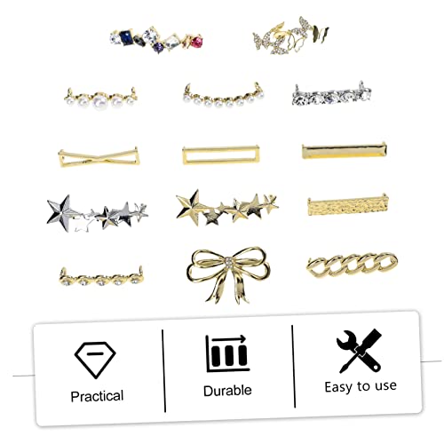 ANDRESLAD 14 Stück Teiliges Schuhschnallen aus Langlebiger Legierung mit Perlen Abnehmbare Schnürsenkel Clips für Damen Vielseitiger DIY Schuhschmuck für Sneaker Flache Schuhe Party und von ANDRESLAD