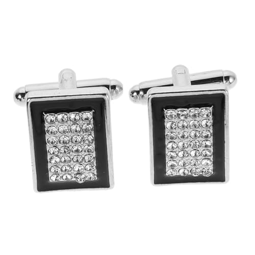 ANDRESLAD 1Paar Manschettenknöpfe für Herren Quadratische Cufflinks mit Tropföl und Strass Inlay für Hochzeiten und Formelle Anlässe Schwarzer Stil von ANDRESLAD