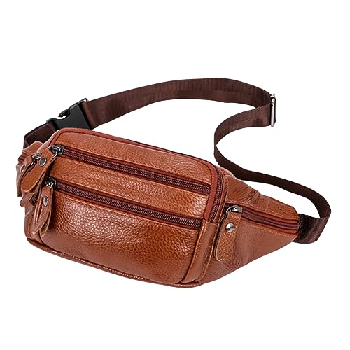 ANDRESLAD Echtleder Herren Brusttasche Mit Kette Reißverschluss Umhängetasche Mehrere Fächer Platz Für Handy Karten Schlüssel Münzen Stifte von ANDRESLAD