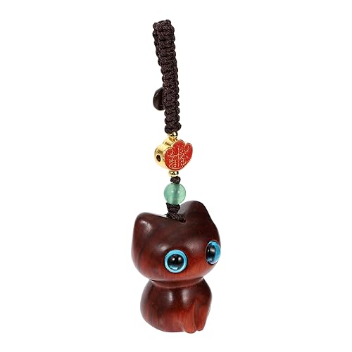 ANDRESLAD Eleganter Schlüsselanhänger Aus Rotem Rosenholz in Katzenform Stylisches Taschenaccessoire von ANDRESLAD