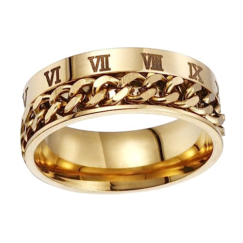 ANDRESLAD 1Stück Unisex Titanstahlring mit Drehbarem Design und Römischen Ziffern Modischer Kettenring für Männer und Frauen als Ringdekoration oder Freundschaftsring von ANDRESLAD