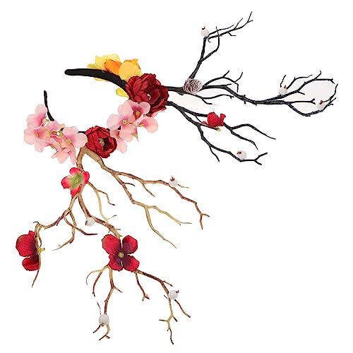 ANDRESLAD Hirschhorn-haarband Horn-kopfbedeckung Blumendekor Party-haarband Für Erwachsene Festival-requisite Für Frauen von ANDRESLAD