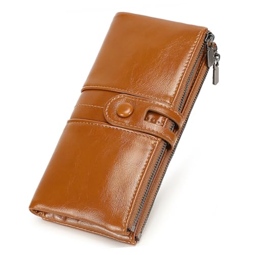 ANDRESLAD 1stück Vintage Damen Geldbörse Aus Pu RFID-geschützt Antiker Stil Langes Design Praktische Handtasche Khaki Für Alltag Und Besondere Anlässe von ANDRESLAD