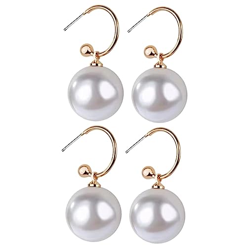 ANDRESLAD 2 Paare Imitation Perlenohrringe Ohrstecker Elegant Modisch Ohrschmuck Damen Schmuck Weiß von ANDRESLAD