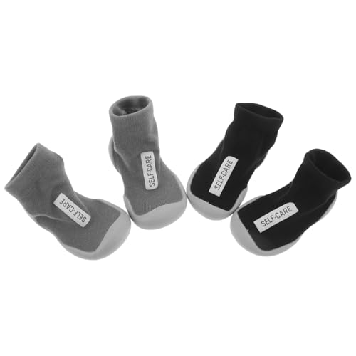 ANDRESLAD 2 Paare Rutschfeste Krabbelschuhe für Junge Mädchen Weiche Atmungsaktive Lauflernsocken mit Flexibler Sohle Leichte Innenschuhe für Jungen und Mädchen für Erste Schritte von ANDRESLAD
