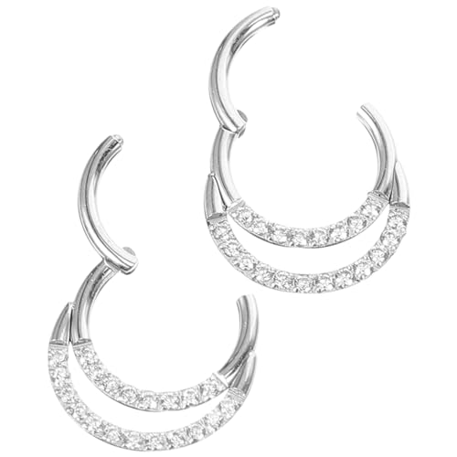 ANDRESLAD 2 Stck Edelstahl Nasenringe mit Weißen Zirkonia Dekorative Nasenpiercing Ringe Hautfreundlich Modischer Körperschmuck für Damen Vielseitig für Geburtstag Hochzeit Alltag Geeignet von ANDRESLAD
