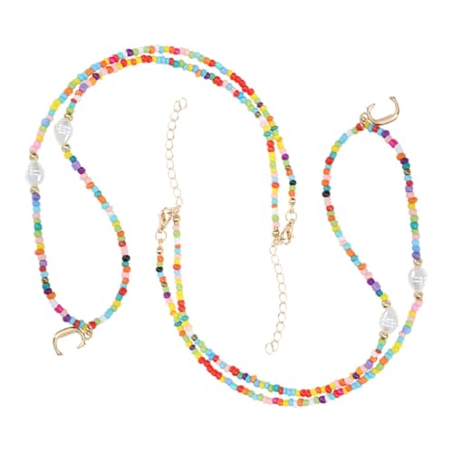 ANDRESLAD 2 Stück Boho Bunte Perlenkette mit Buchstaben C Anhänger Teiliges Handgefertigter Beaded Choker Damen Halskette für Valentinstag und Alltag Trendiger Statement Schmuck von ANDRESLAD