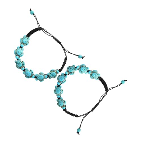 ANDRESLAD 2 Stück Geflochtenes Türkis-armband Damen Schildkröten-design Handgefertigt Einzigartiger Schmuck Modisches Accessoire Stilvoll Geschenk für Familie und Freunde von ANDRESLAD