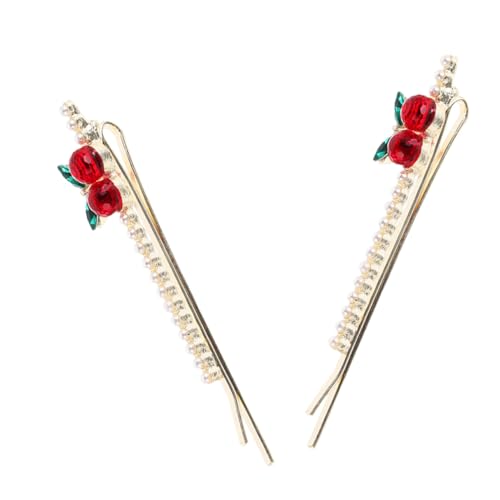 ANDRESLAD 2 Stück Haarschmuck für Frauen Metallische Strass Haarspangen mit Strasssteinen Vielseitige Perlen Frucht Designs Leichte Langlebige Haarclips für Alltag und Besondere Anlässe von ANDRESLAD