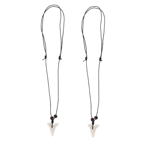 ANDRESLAD 2 Stück Haifischzähne Halskette Unisex Mode Anhänger Schmuck Dekorative Kette Hochwertigem Resin Vielseitig Tragbar für Partys und Alltag von ANDRESLAD