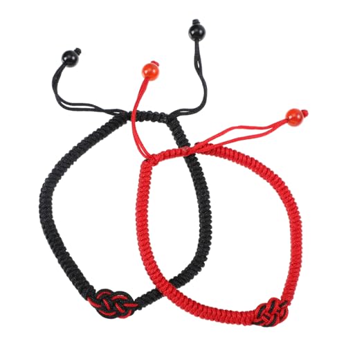 ANDRESLAD 2 Stück Knot Armband Schmuck Teilig Verstellbar Langlebig Handgefertigt Rot Schwarz Liebe von ANDRESLAD