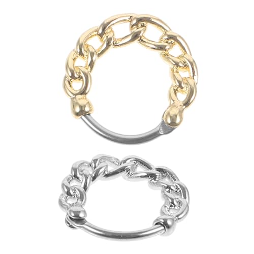 ANDRESLAD 2 Stück Nasenringe Piercing Nasenklammern mit Filigraner Kettenoptik Damen Nasenschmuck Modisch Langlebig und Elegant von ANDRESLAD