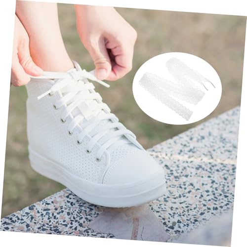 ANDRESLAD 2 Stück Teiliges Weiße Spitzen Schnürsenkel Elastisch Breit Langlebig Modisch für Damen Schuhe Sneaker High Heels Verspielte Schuhdekoration von ANDRESLAD
