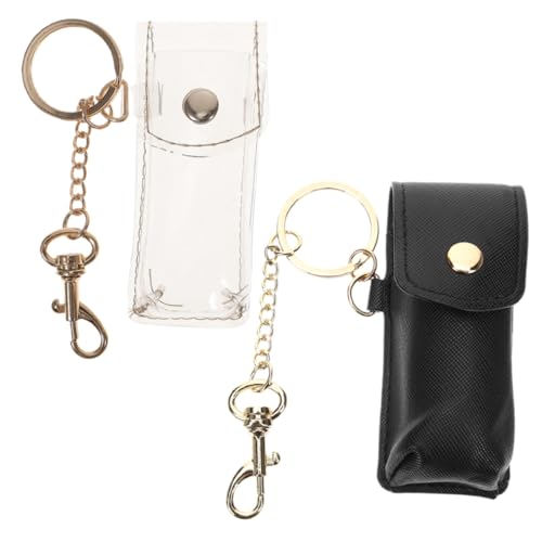 ANDRESLAD 2 Stück Transparenter PVC Lippenbalsam Halter Schlüsselanhänger Tragbarer Lippenstift Etui Schlüsselanhänger Strapazierfähiger Lip Balm Organizer für Damen Unterwegs von ANDRESLAD