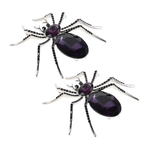 ANDRESLAD 2 Stück Vintage Spinnen Brosche mit Strass Stilvolle Insekt Anstecknadel für Halloween Bling Abzeichen für Kleidung Anzug Hut Tasche und Rock Langlebiges Legierungsaccessoire von ANDRESLAD