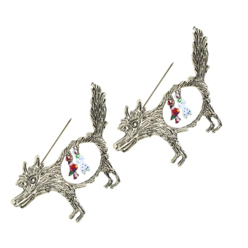 ANDRESLAD 2 Stück Vintage Wolf Broschen aus Zinklegierung Hohl Gestaltet Retro Anstecknadeln für Damen und Herren Party Anstecker zur Kleidung Dekoration von ANDRESLAD