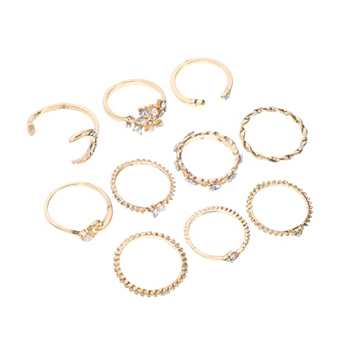 ANDRESLAD 20 Stück Teiliges Damen Ring Set Mond und Stern Design Verstellbare Modeschmuck Ringe Finger Schmuck Set Elegant und Vielseitig für Alltag und Party von ANDRESLAD