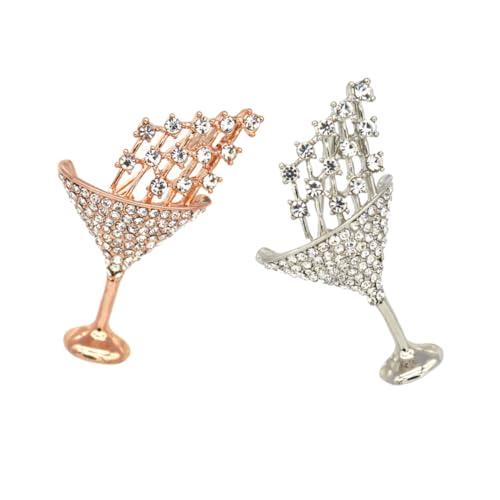 ANDRESLAD Cocktailglasförmige Brosche 2 Stück Schickes Anstecker Kreative Broschennadel Partyzubehör Für Damen Festliche Dekoration von ANDRESLAD
