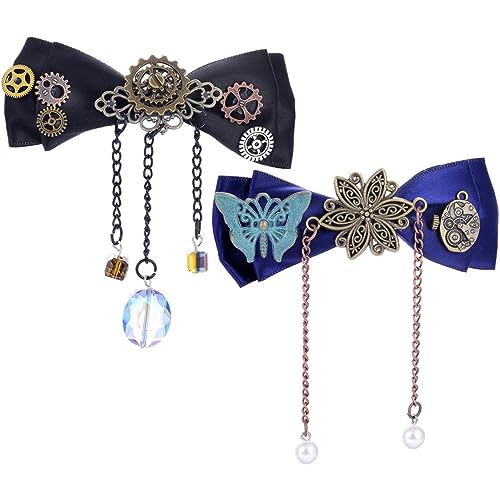 ANDRESLAD 2stücke Teiliges Steampunk Haarspangen Stoffschleifen Und Zahnrädern Elegante Haarschmuckaccessoires Für Frauen Für Hochzeiten Partys Und Besondere Anlässe von ANDRESLAD