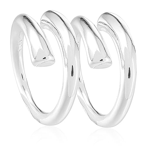 ANDRESLAD Verstellbare Offene Ringe für Damen S925 Silber Fingerringe Ringe für Partys und Alltag 2 Stück von ANDRESLAD