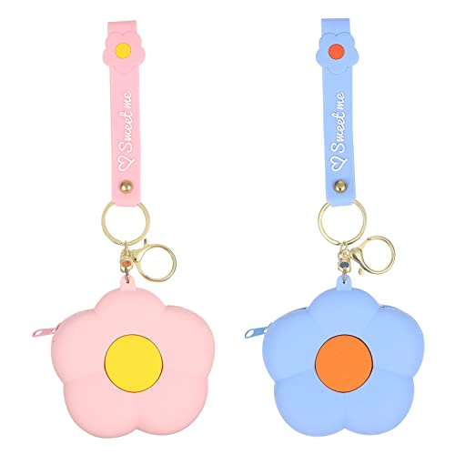 ANDRESLAD 2stücke Mini-geldbörse Aus Silikon Mit Cartoon-Blumen-Design Kleine Münzbörse Mit Reißverschluss Praktische Tasche Für Damen Und Mädchen Zum Tragen Von Kleingeld Und Kleinen von ANDRESLAD
