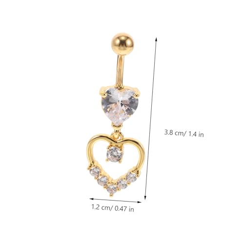 ANDRESLAD 3 Stück Teiliges Bauchnabelpiercing mit Herz Anhänger Kupfer Zirkonia Baumelnde Bauchnabelringe in Silber und Gold Modischer Körperschmuck für Damen Langlebig und Komfortabel zu von ANDRESLAD