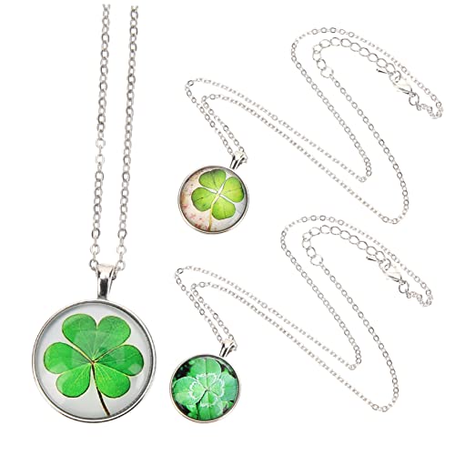 ANDRESLAD 3 Stück Teiliges Damen Gliederkette mit Vierblättrigem Kleeblatt Anhänger Leichte Bruchsichere Halsketten Irischer Glücksbringer Schmuck für Besondere Anlässe und Alltag von ANDRESLAD