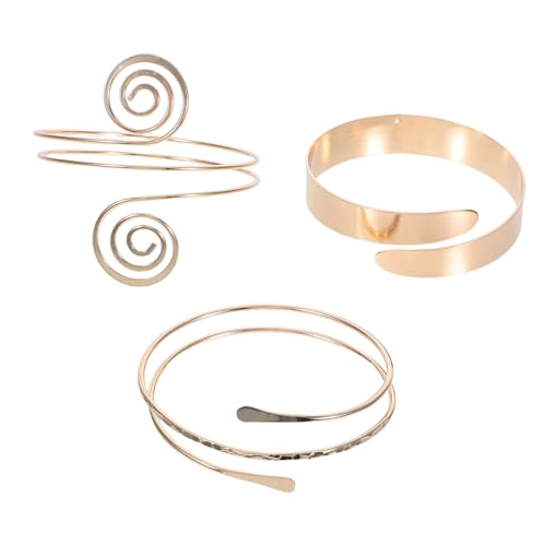 ANDRESLAD 3 Stück Teiliges Gold Armreif Set Damen Oberarm Manschette Verstellbar Minimalistisches Spiralarmband Geometrisch Elegantes Armband Schmuck für Party Hochzeit Alltag von ANDRESLAD