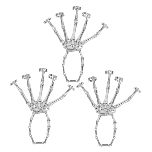 ANDRESLAD 3 Stück Teiliges Punk Gothic Armband aus Metall mit Design Verknüpftes Fingerhand Schmuckstück Auffälliges Statement Accessoire für Halloween Cosplay und Alternative Stylings von ANDRESLAD