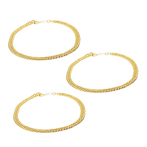 ANDRESLAD 3 Stück Teiliges Punk Style Halskette Auffällige Imitation Goldkette Hip Hop Schmuck für Party Club und Alltag Rapper Ketten für Herren Glänzende Dekoration von ANDRESLAD