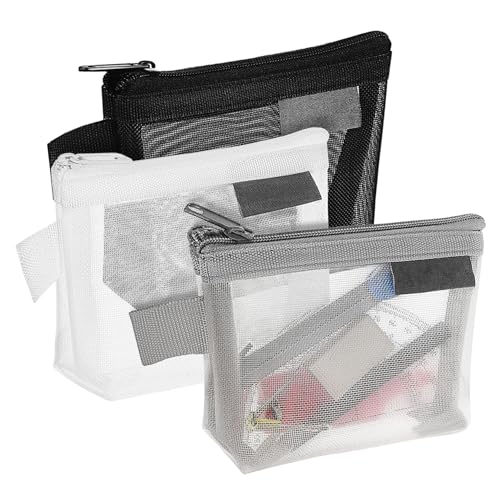 ANDRESLAD 3stücke Kosmetikbeutel Mit Reißverschluss Netztaschen-Organizer Für Damen Münzbörse Und Kleine Geldbörse Tragbar Und Langlebig Für Tägliche Organisation von ANDRESLAD