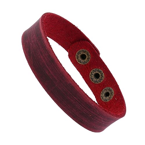 ANDRESLAD 4 STÜCKE Teiliges Breites Rotes Kuhleder Armband Unisex DIY Lederarmbänder Atmungsaktive Handgelenkskette mit Einfachem Design Weiches Bequemes Schmuckzubehör für Alltag und Party von ANDRESLAD