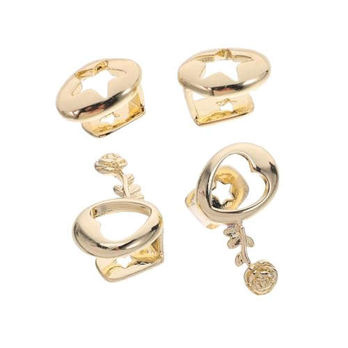 ANDRESLAD 4 Stück Hip-Hop-Style-Klammern Hip-Hop-Zahnkappen gefälschte Zahngrills Halloween -Zähnekostümgrills Zähnegrillzubehör Zahngrillkappen Punk -Zähnezubehör Kupfer Golden von ANDRESLAD